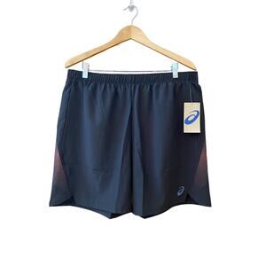 ASICS M 7” Train Short Black with Orange Accents and Drawstring Size XL